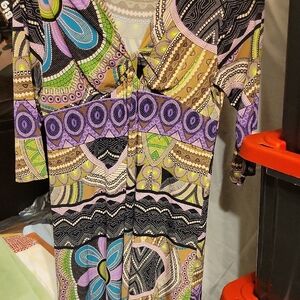 Sunny Leigh Multicolor Patterned Midi Dress